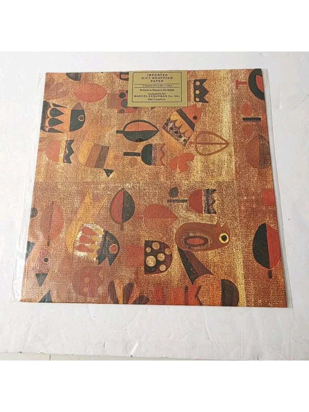 VTG HTF RARE MCM Imported Marcel Schuramn Birds Crowns Abstract Gift Wrap DIY